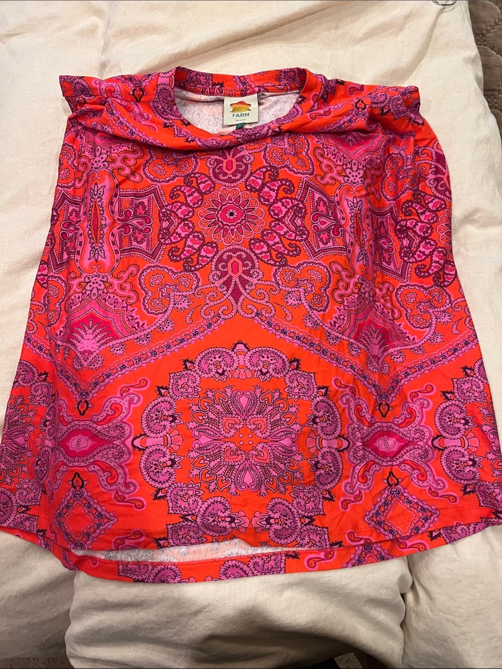 FARM Rio Pink and Red Paisley Sleeveless Top